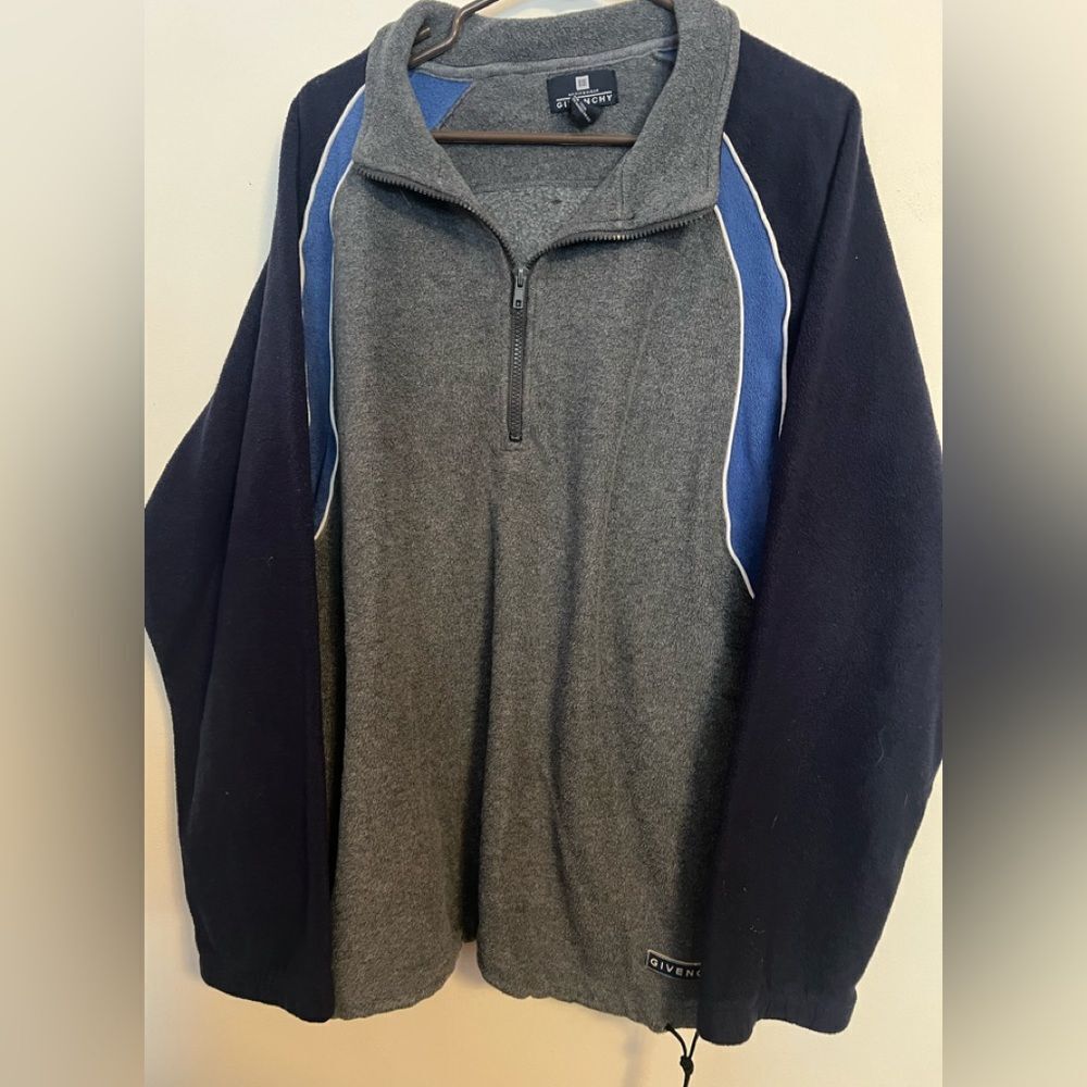 Givenchy Gray and Navy  Half Zip-Up Sweatshirt